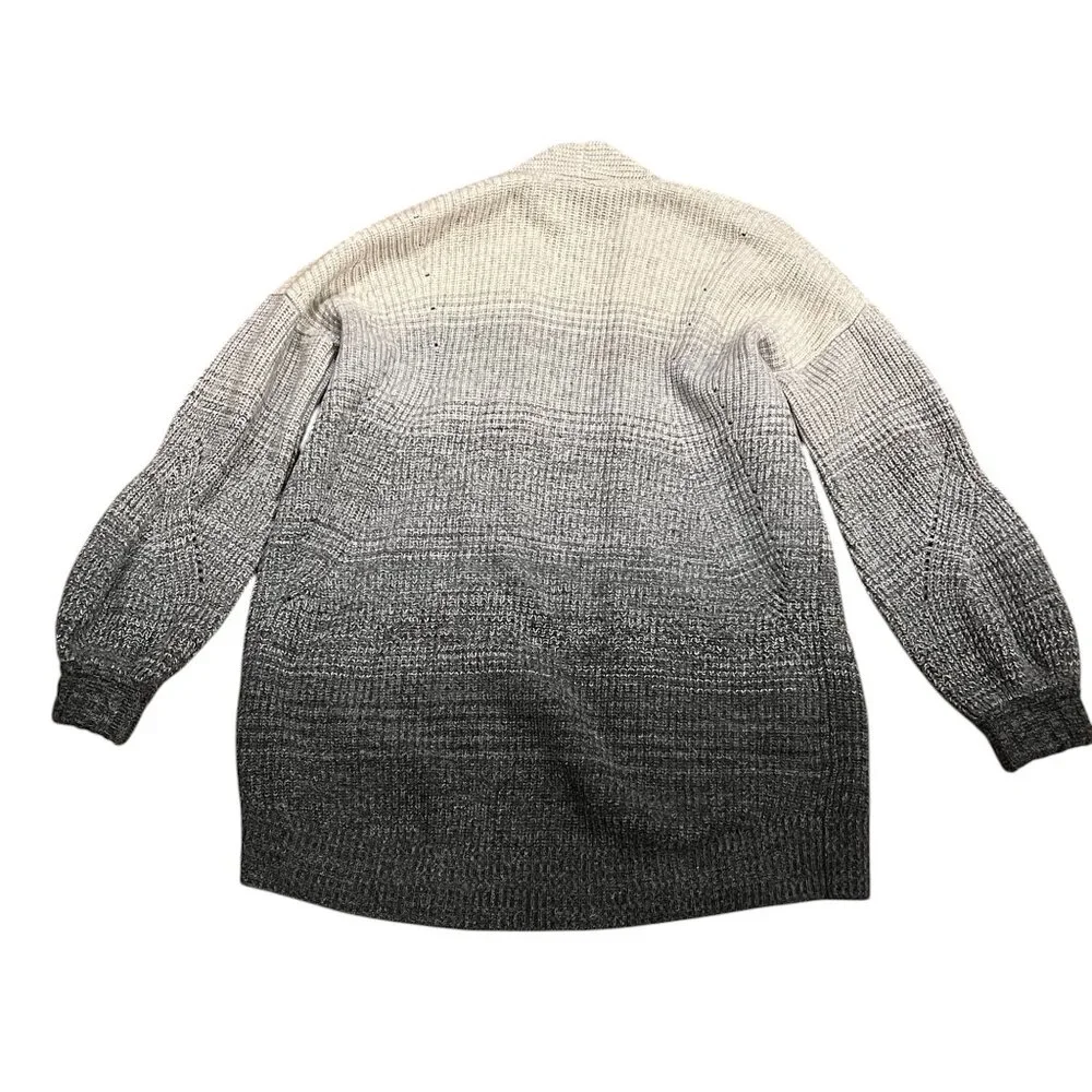 Athleta Lucca Wool Cashmere Open Cardigan, Ombré Gray Ivory, M